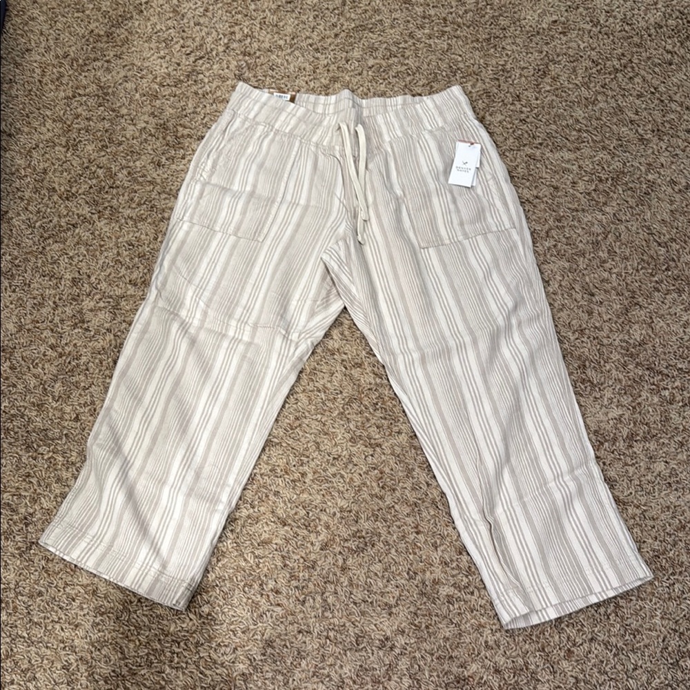 Denver Hayes Cream Ankle Cropped Pants Relaxed Fit